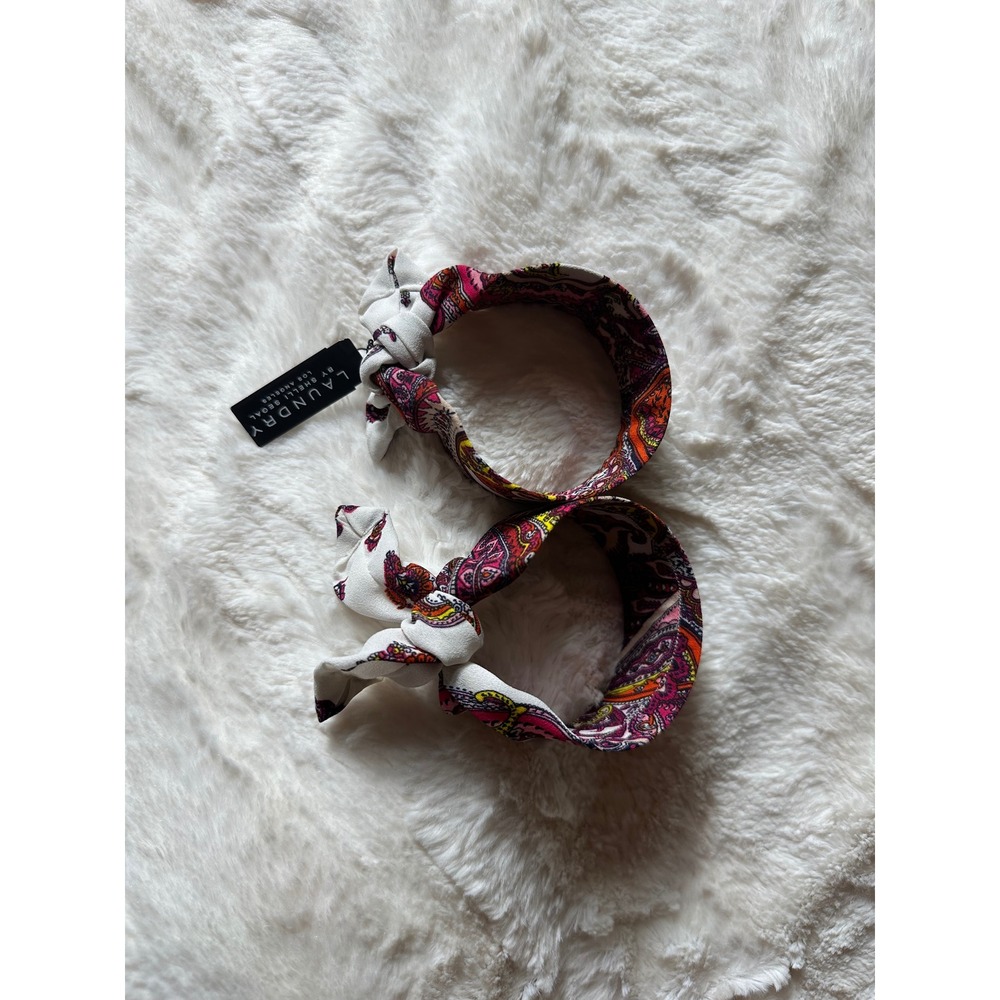 Laundry by Shelli Segal Paisley Knot Headbands Set of 2 Pink Orange White